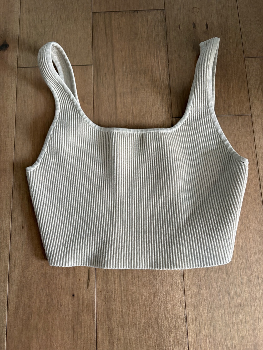 Babaton Ribbed Square-Neck Crop Tank - Light Cream